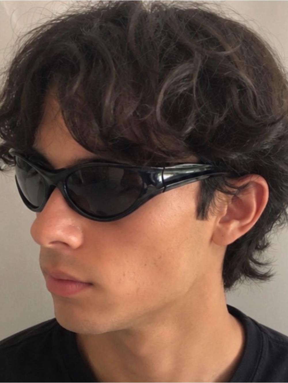 Black Wraparound Sunglasses Y2K Sport Slim Shield Shades
